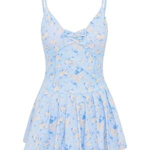 LoveShackFancy Light Blue Floral Mini Athletic Skort Dress M NWT